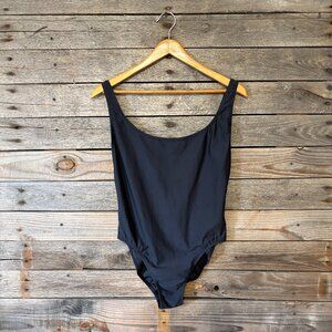 J.Crew Black One Piece Hi-Cut Plunging Scoop Back Classic Swimsuit - Size 8